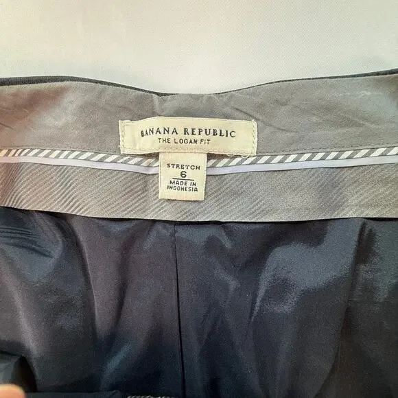 Banana Republic The Logan Fit Wool Blend Plaid Dress Pants Gray Size 6 - Picture 6 of 8